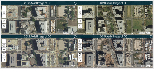 Aerial Images of Canal Park from Four Different Years